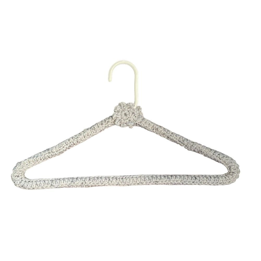 Vintage Crochet Covered Clothes Hangers Set of 3 Peach Camo Gray - Picture 2 of 13